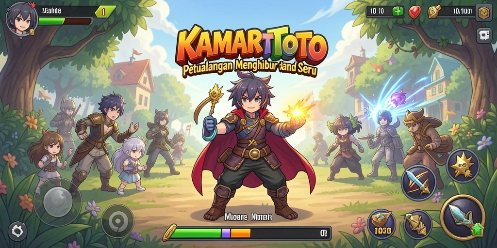 Screenshot utama KAMARTOTO menampilkan aksi seru dalam dunia anime.