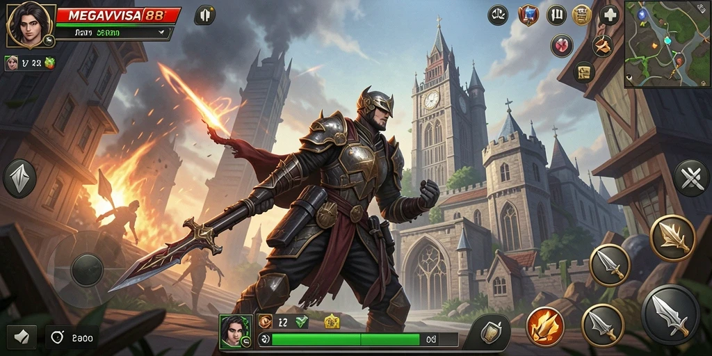 Screenshot MEGAVISA88 menampilkan aksi pertahanan menara yang seru.