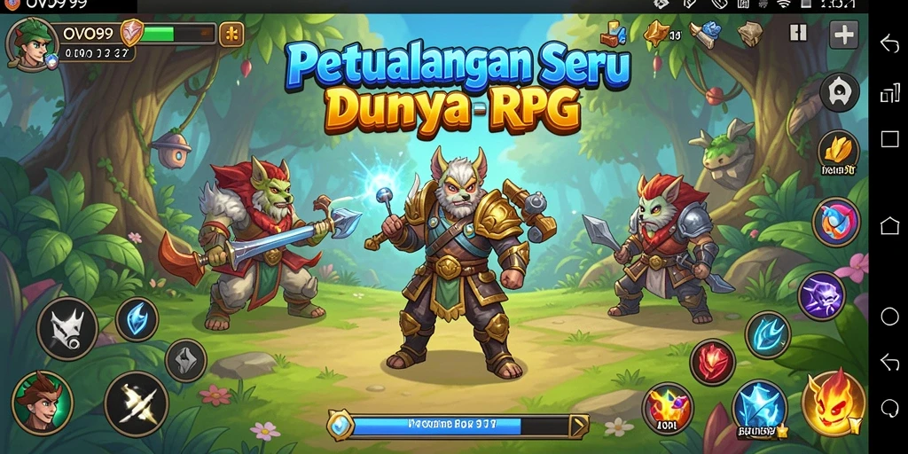 Tampilan utama gameplay OVO99 yang menampilkan karakter dalam aksi RPG.