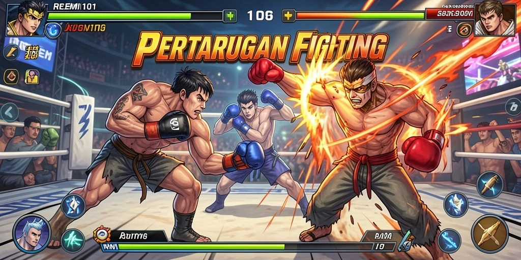 Screenshot REMI101 menampilkan aksi pertarungan mendebarkan antara karakter yang terampil.