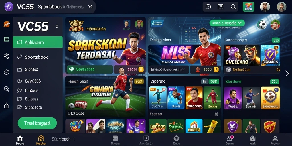 Screenshot gameplay VC55 yang menunjukkan opsi taruhan olahraga.