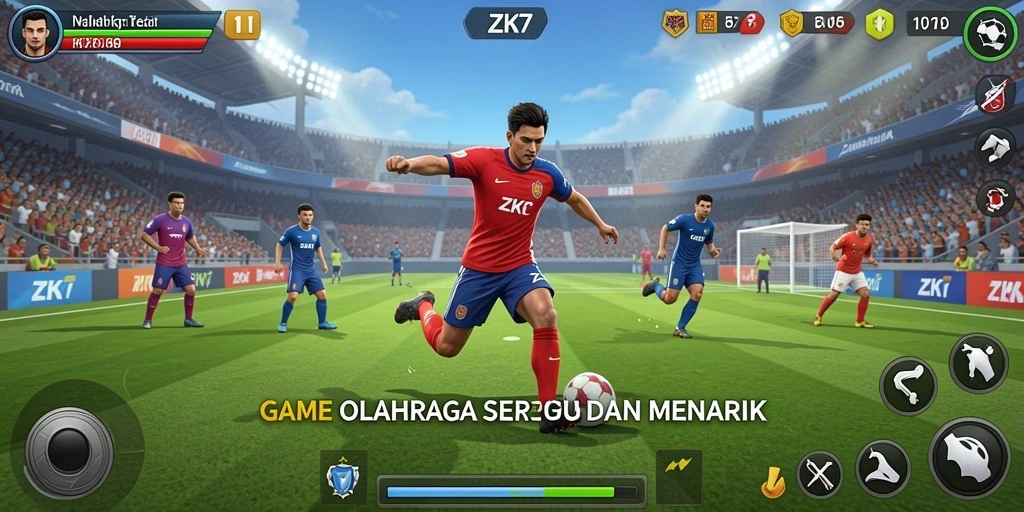 Tangkapan layar ZK7 menampilkan aksi permainan yang mendebarkan dalam olahraga.